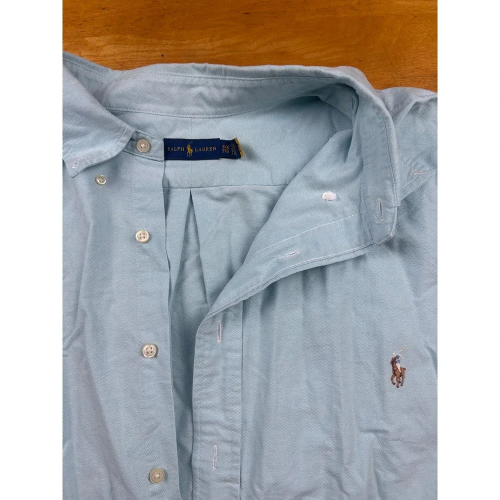 Polo Ralph Lauren Mens 3XB Light Blue Oxford Short Sleeve Button Down Shirt Pony